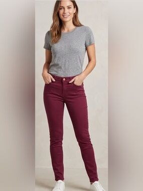 High-Rise Slim Jeans in Dark Wine